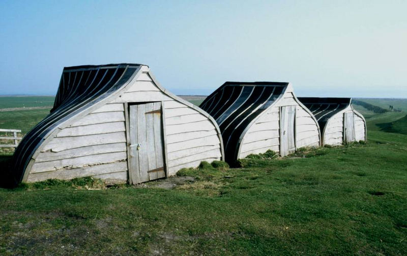 Hütten auf Lindisfarne