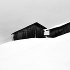 Hütten im Schnee -monochrome-