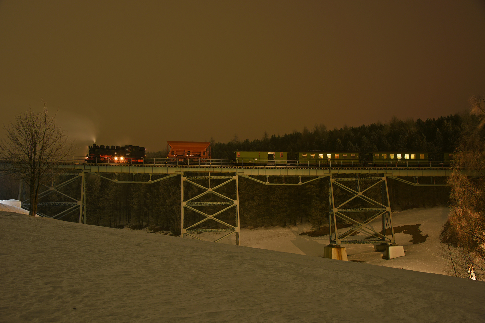 Hüttenbachviadukt Oberwiesenthal bei Nacht