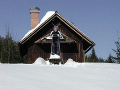 Hüttenzauber im Winter vor unserer Almhütte!