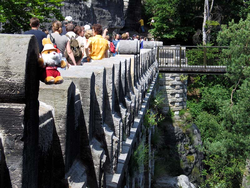 Hugo auf der Basteibrücke