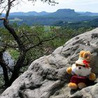 Hugo vor dem Lilienstein im Elbsandsteingebirge