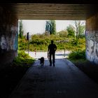 Hund und Mensch im Tunnel