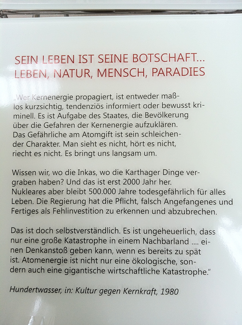 Hundertwasser 1980 und die Atomkraft