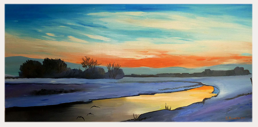 Hunte - river in a winter-landscape