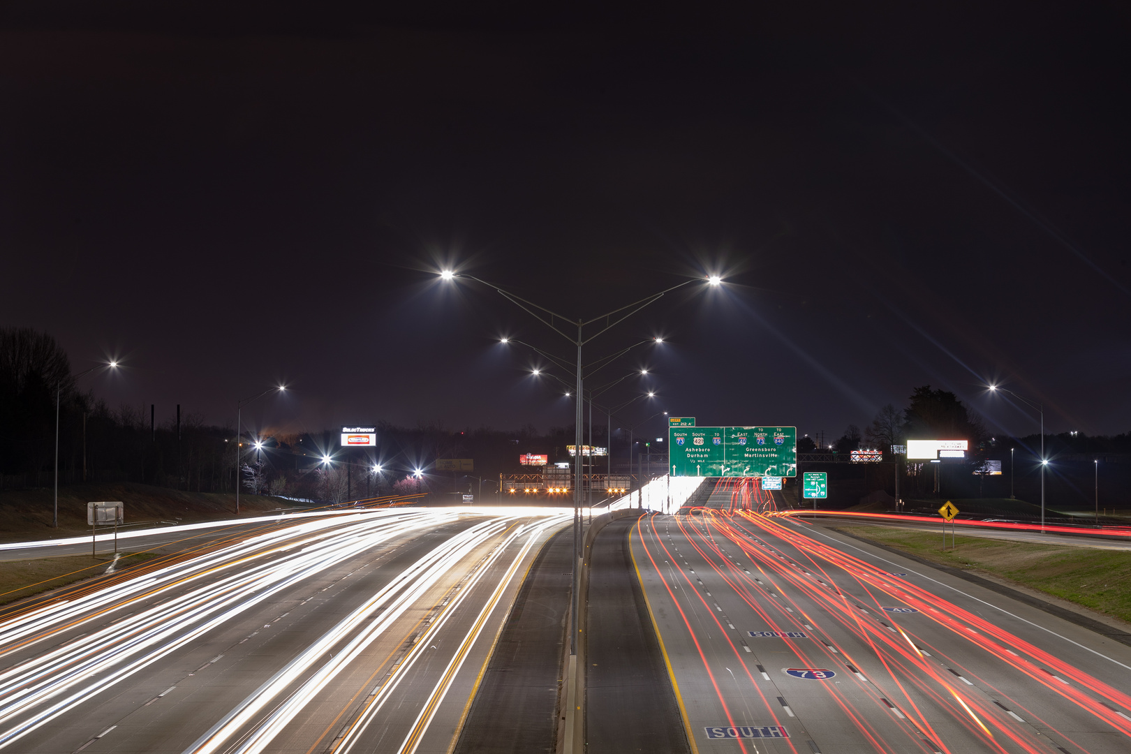 I-40 in Greensboro North Carolina Richtung Osten