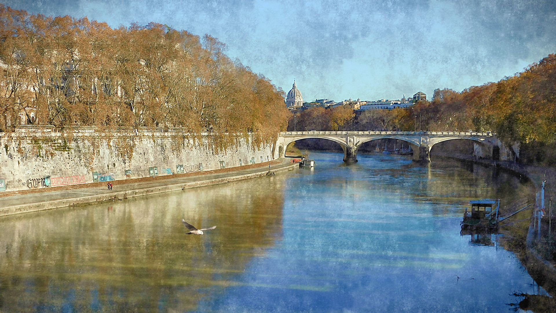 I colori di Roma: "La chiatta sul Tevere"