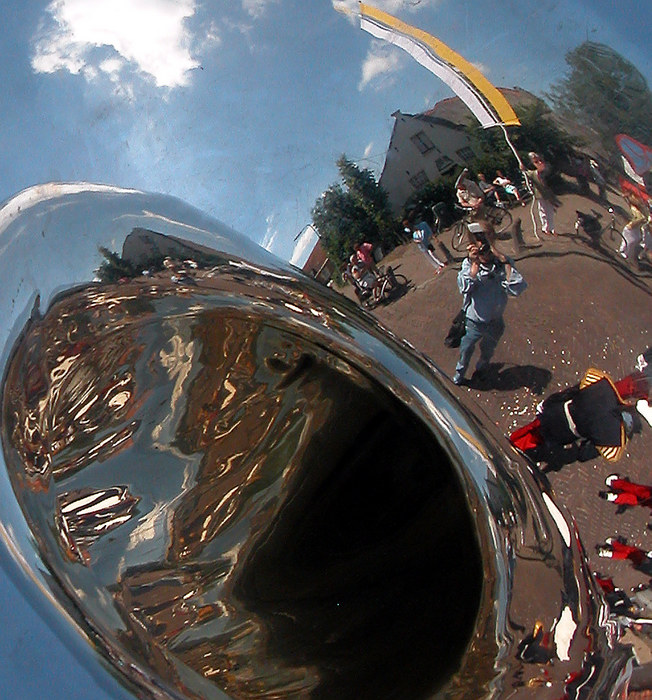 I saw myself reflected in a tuba