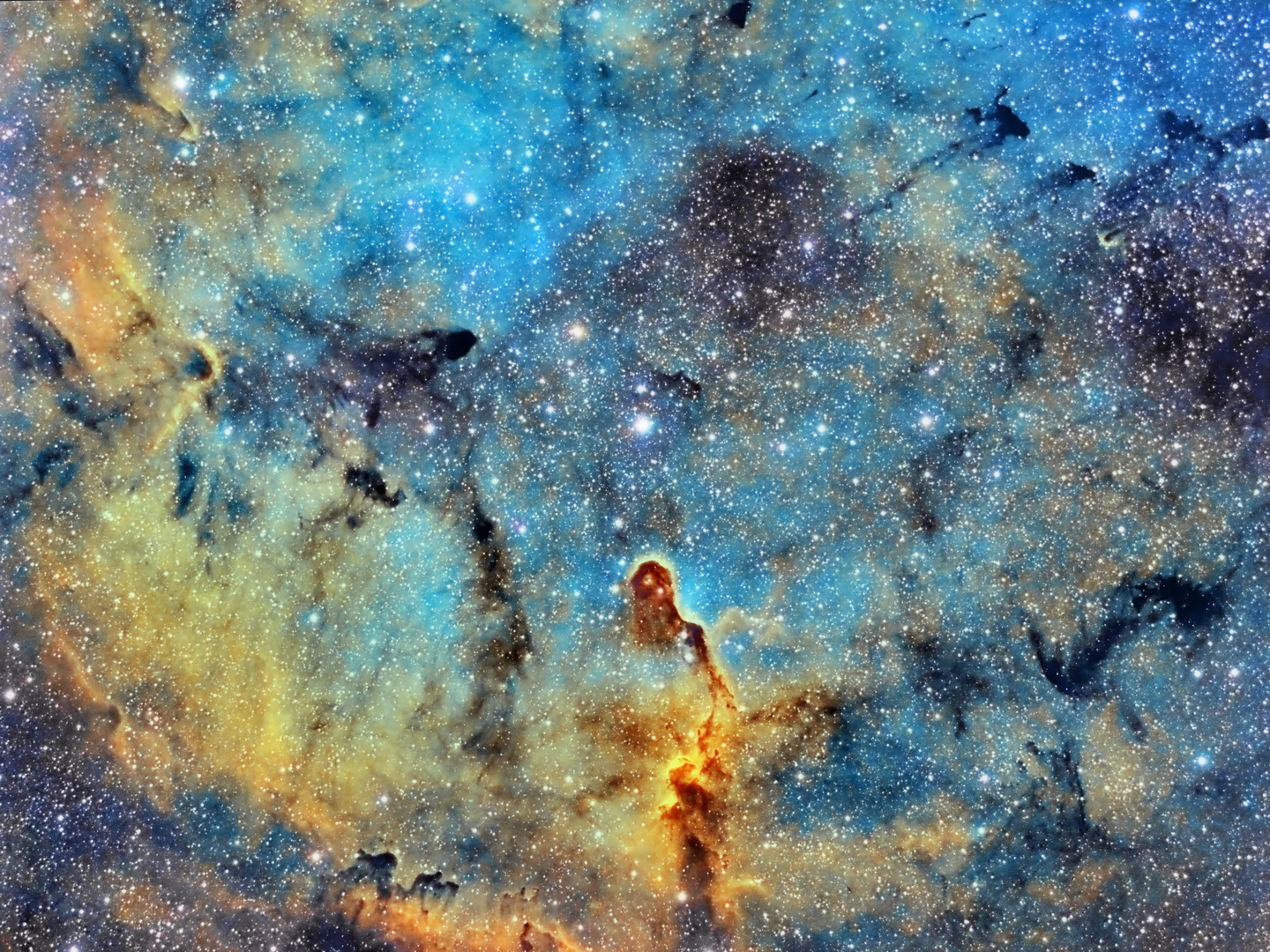 IC1396A der Elefantenrüssel im Kepheus in der Hubble Palette