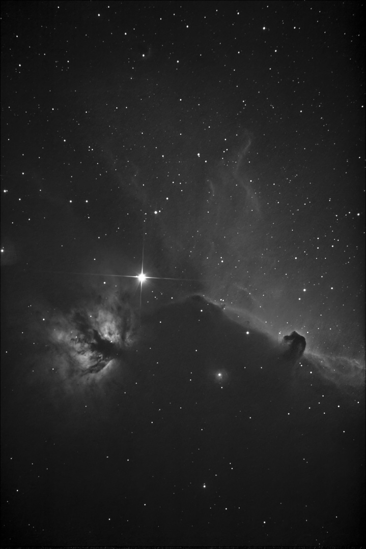 IC434 Der Pferdekopfnebel und der Flammennebel in Halpha