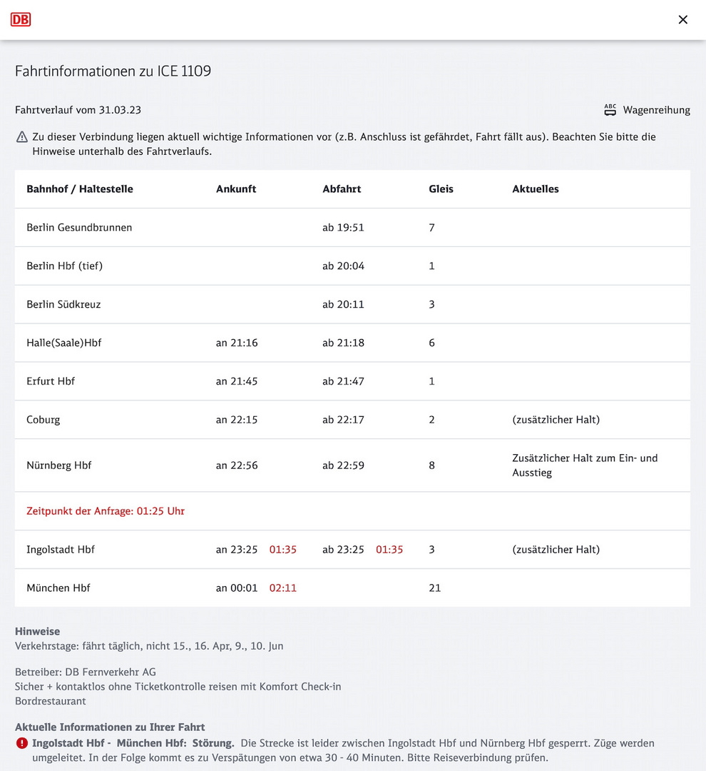 ICE 1109 mit am Ende plus 160