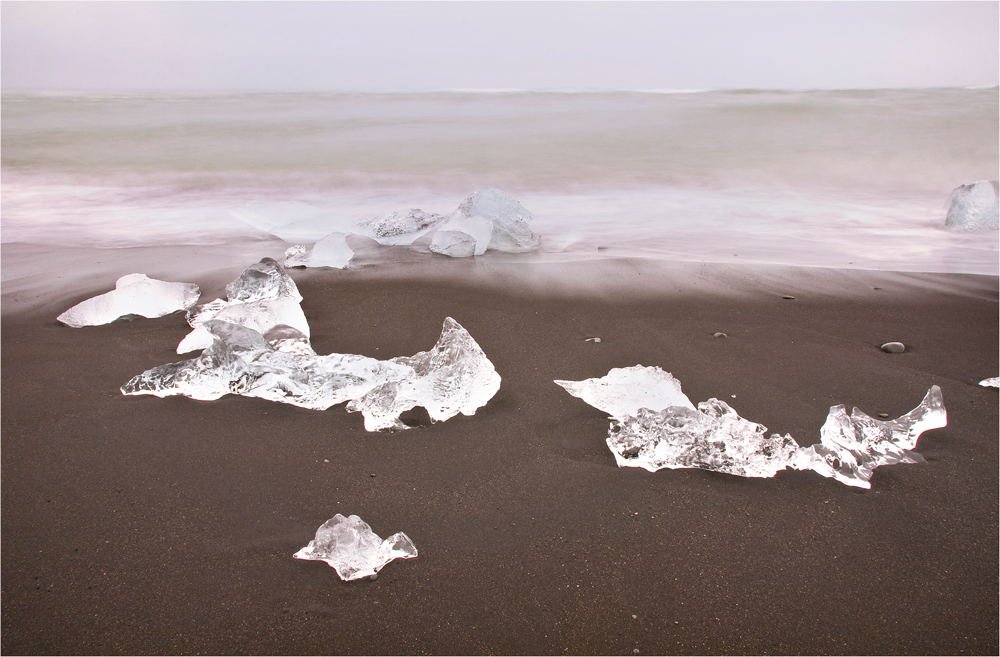 ice crystals at the beach