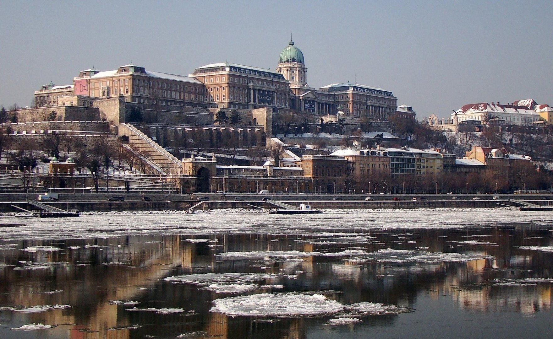 Ice jam on Danube River - Budapest