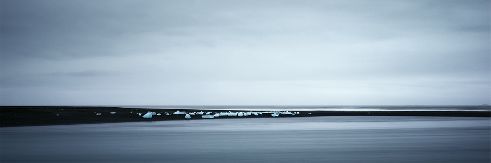 ice on black sand