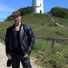 Ich am Leuchtturm Dornbusch von Hiddensee