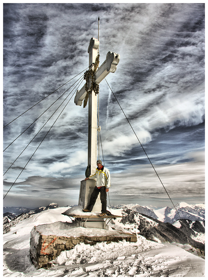 ich am Wallberg Gipfelkreuz HDR