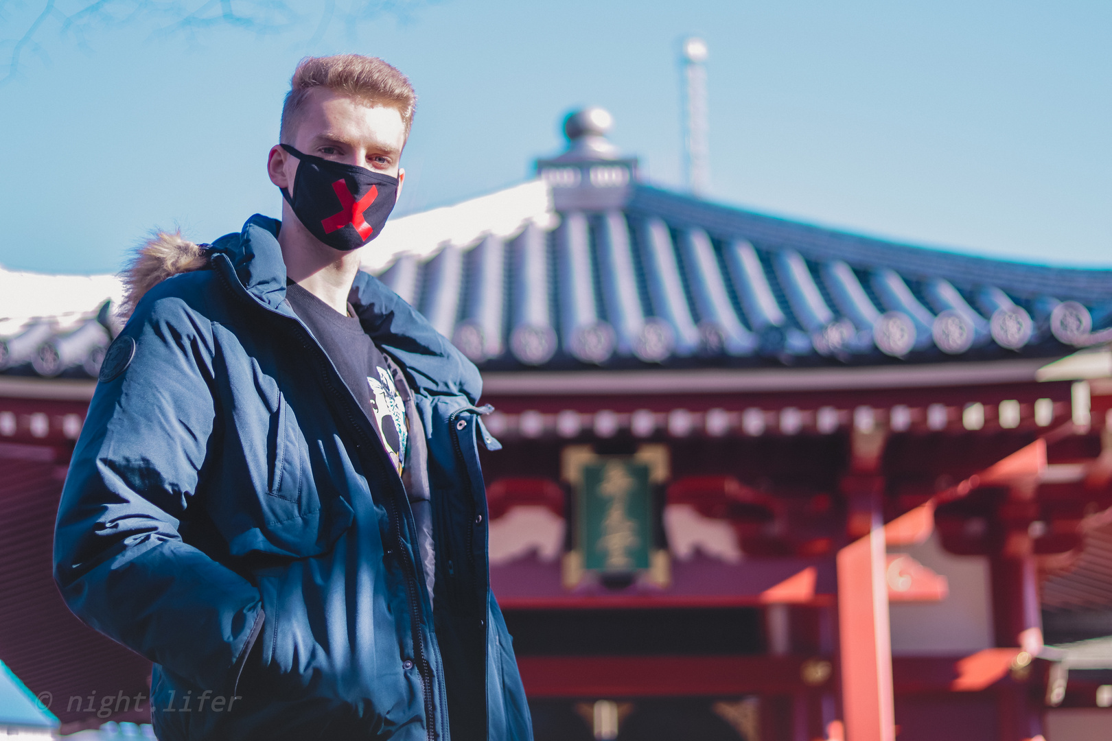 Ich, im Sensoji Tempel in Asakusa, Tokyo