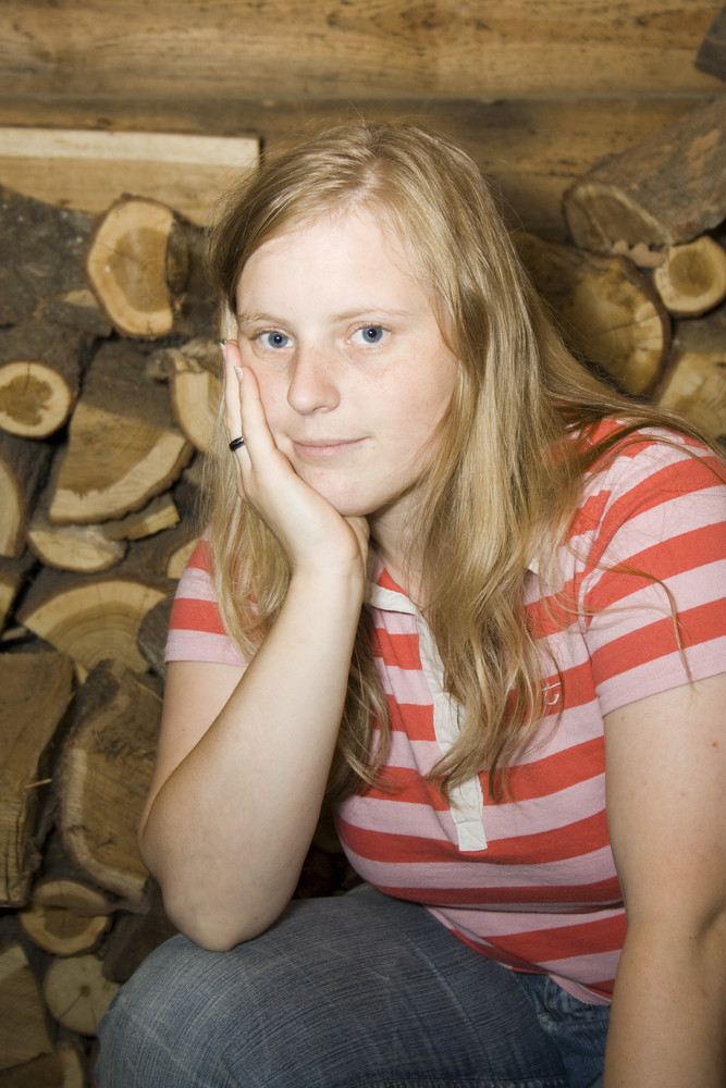 Ich in der Holzhütte