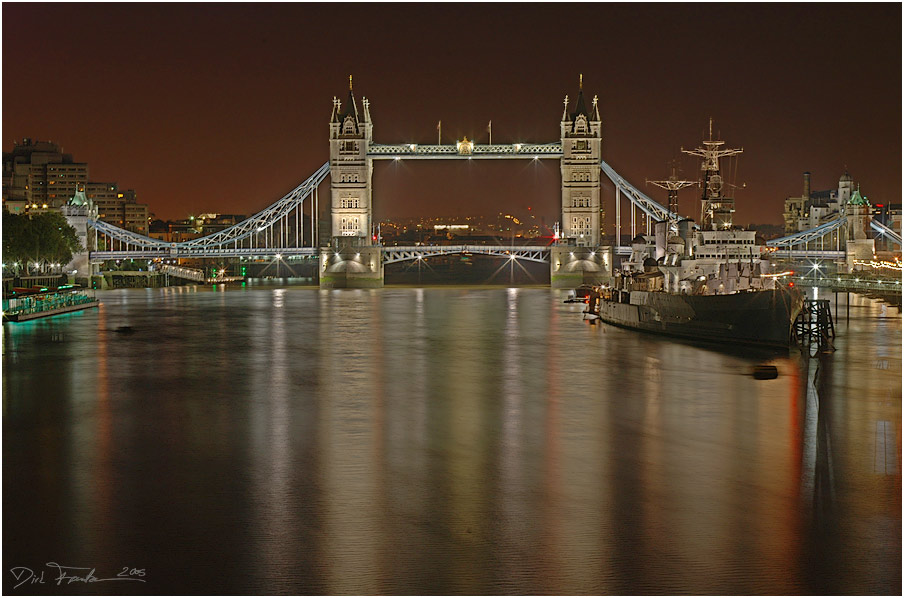 Icy Thames River at Night