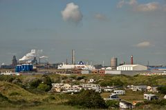 Ijmuiden - Campingsite with Tata Steel Blast-Furnaces on Background