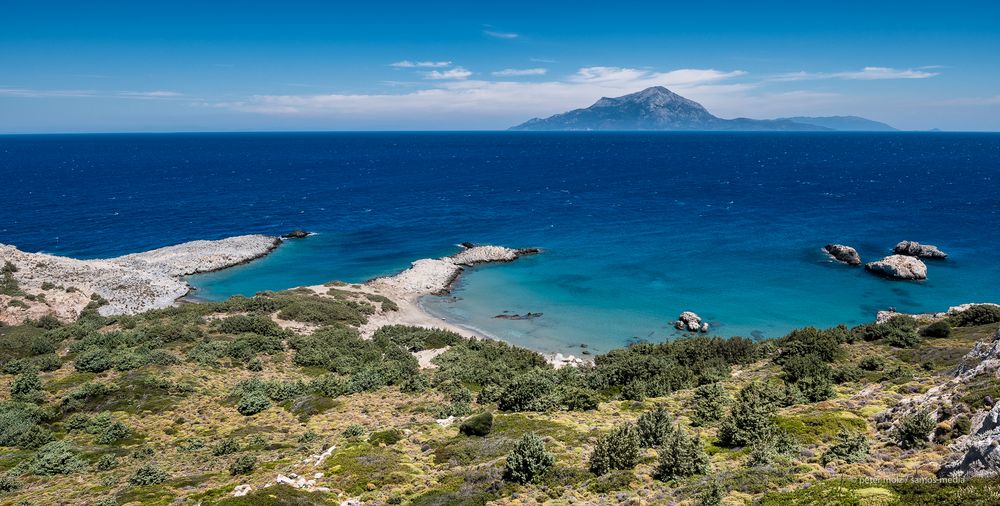 Ikaria - View across Agios Georgios beaches towards Samos