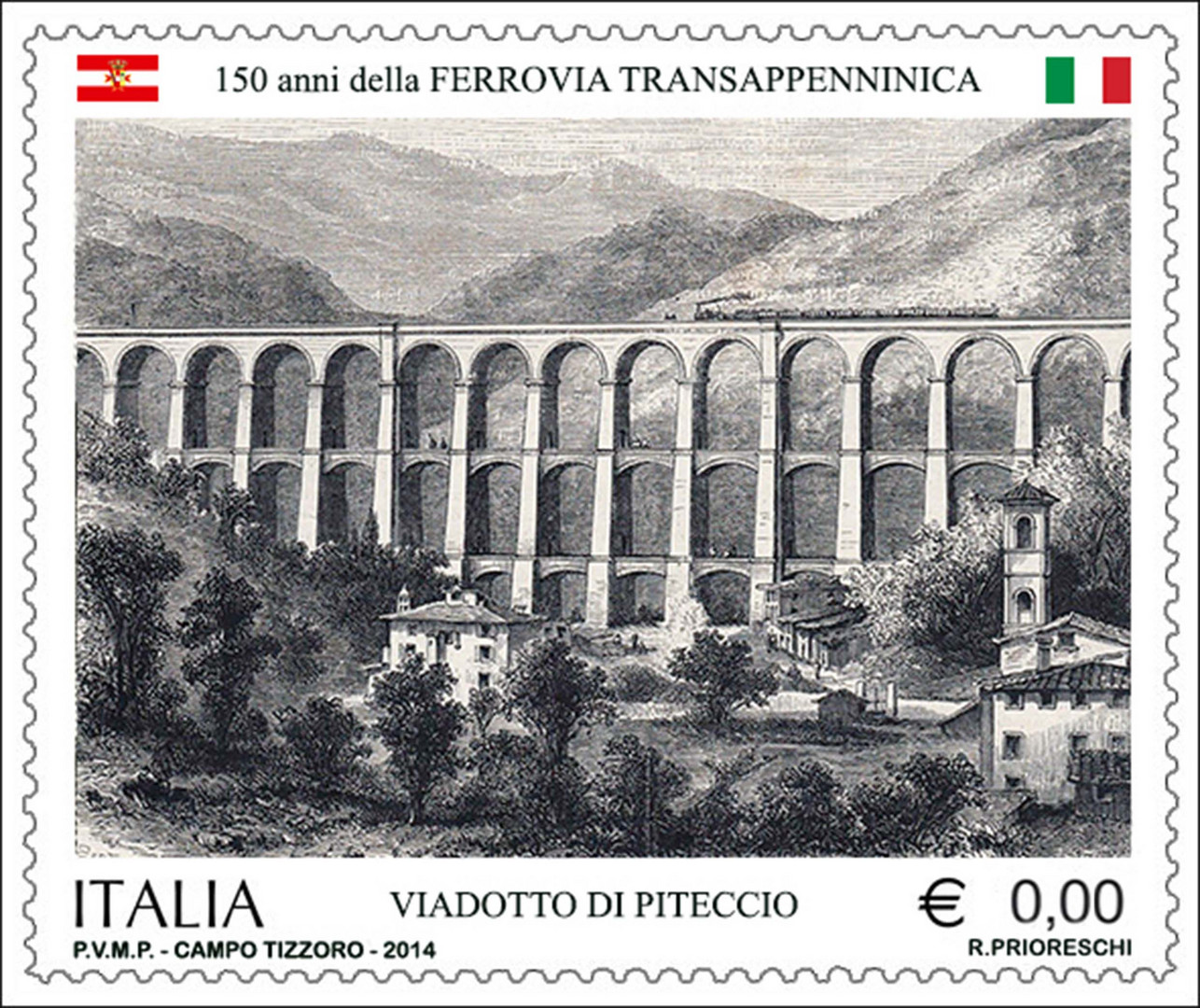 Il francobollo che non c'è! Il viadotto di Piteccio una delle opere ciclopiche di questa linea