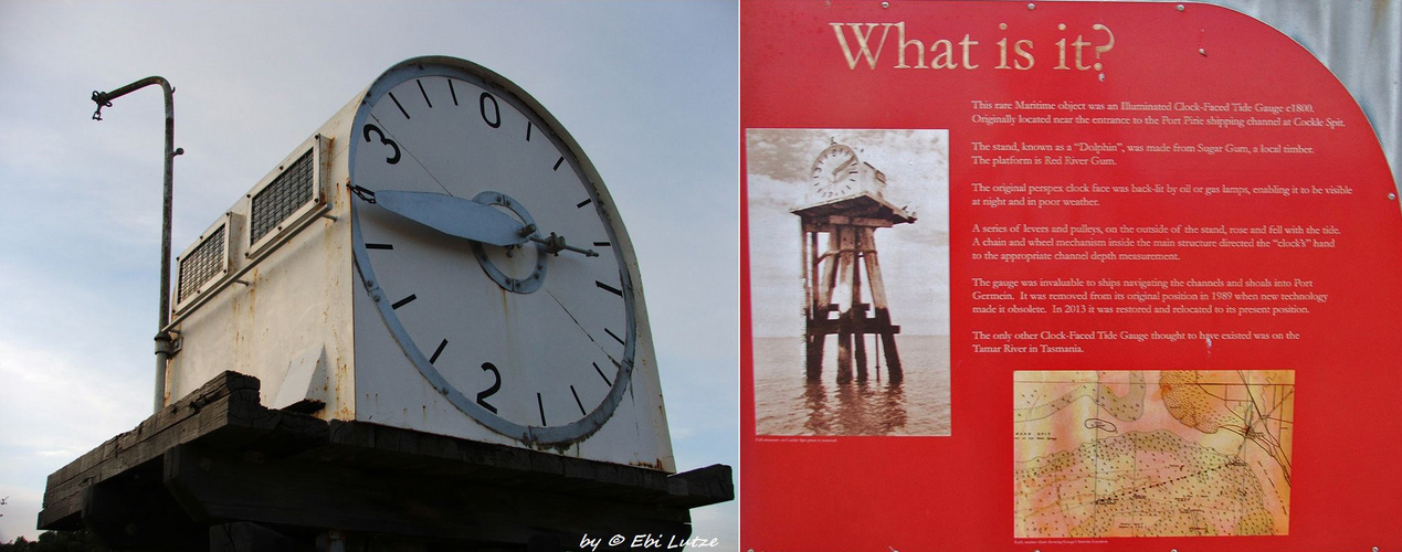 * Illuminated clock -faced tide gauge *