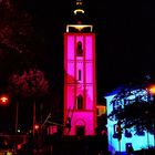 Illuminierte Nikolaikirche und Rathaus Siegen