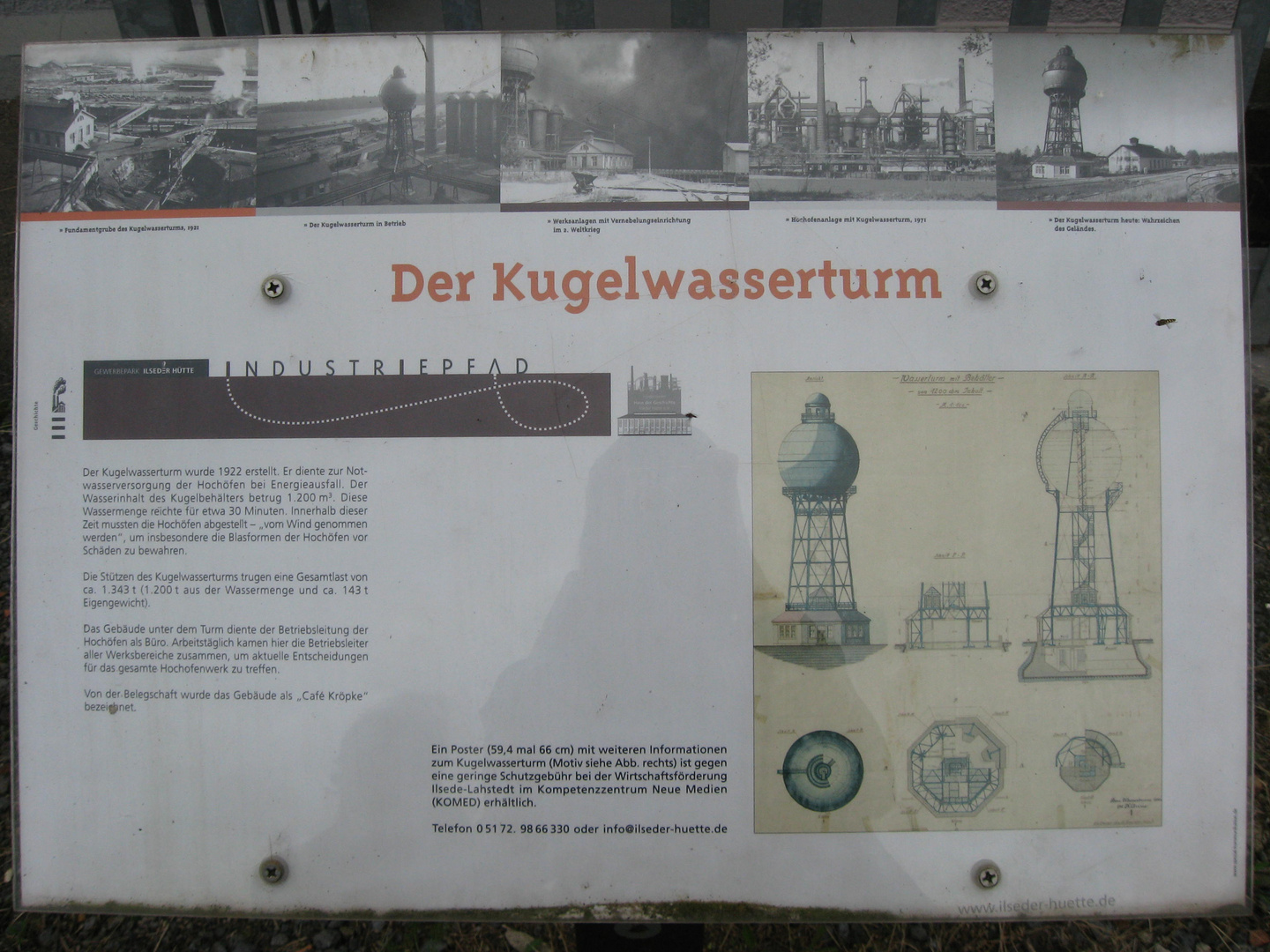 Illustration zum ehemaligen Stahlwerk & dem Kugelwasserturm(Foto v. Bild)