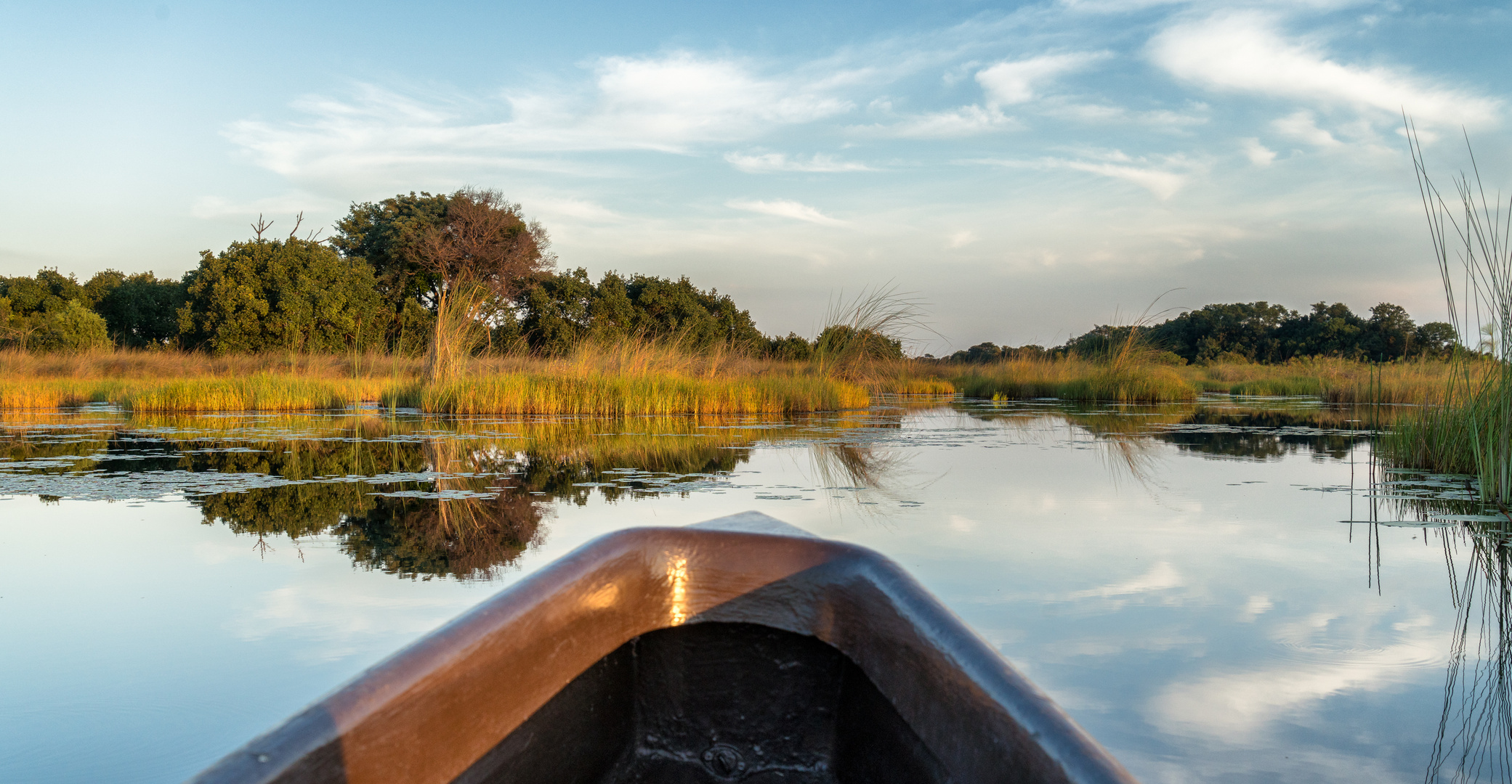 Im Abendlicht auf dem Okavango