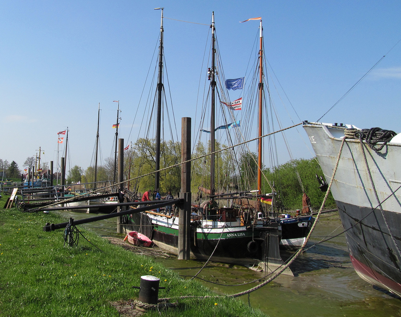 Im Hafen Wischhafen lagen heute lauter Segelschiffe im Schlick !