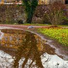 Im Parkweg spiegelt sich das Schloss ...