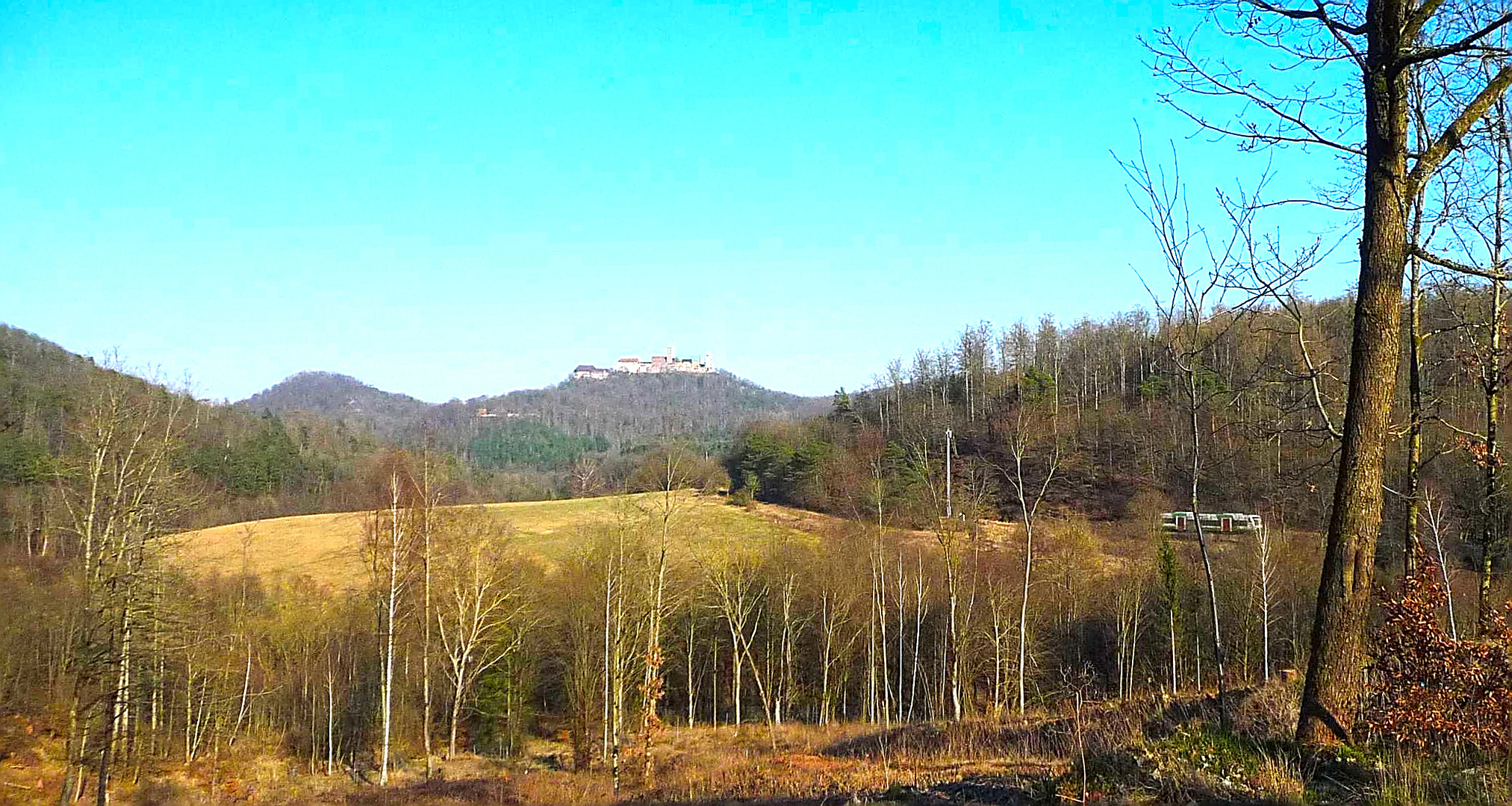 Im richtigen Moment erwischt Burg und Bahn