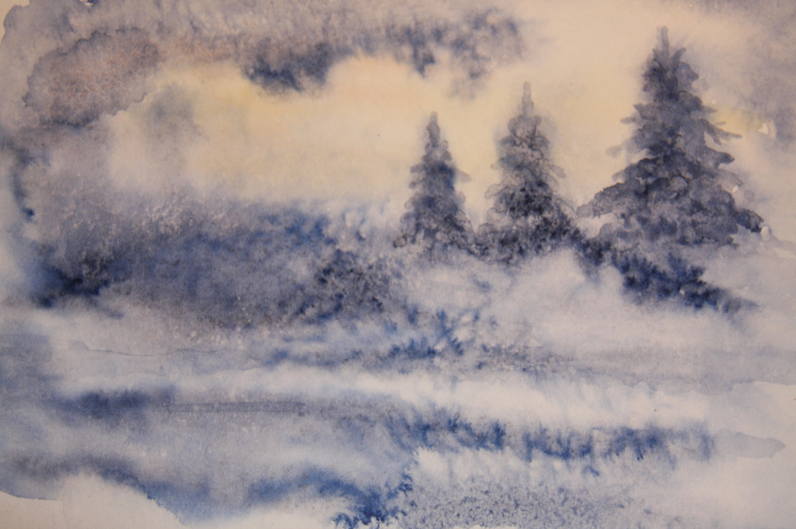 Im Schnee, Aquarell, 20x30 cm