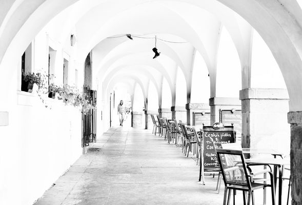 Im Schutz der Arkaden ...