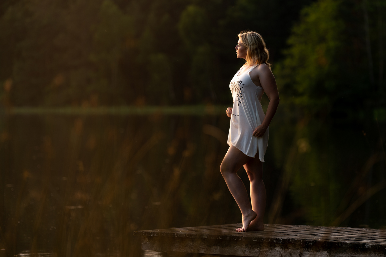 Im Sonnenuntergang am Weiher