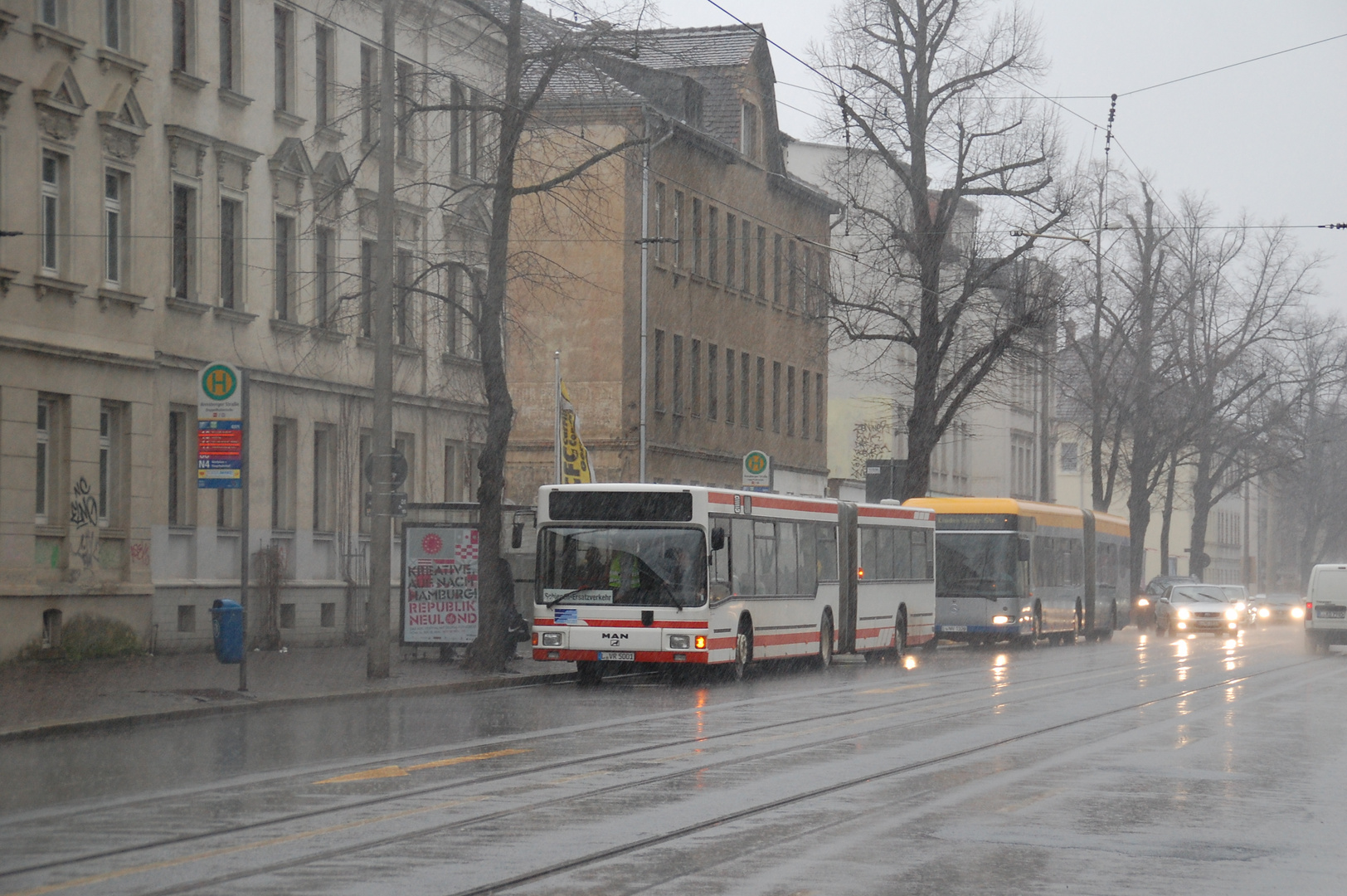 Im Starkregen Leipzig Annaberger Straße