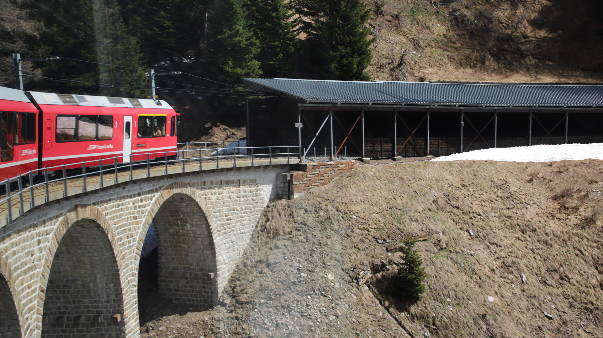 Im Streckenabschnitt von Alp Grüm ......