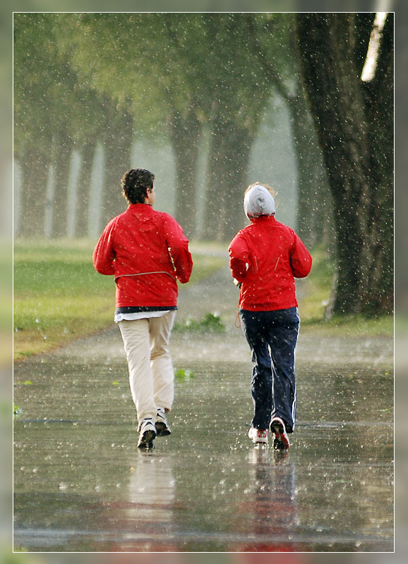 im strömenden Regen