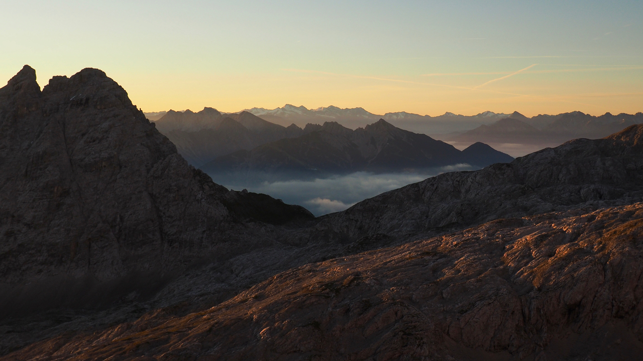 Im Wettersteingebirge, von der Meilerhütte am Abend