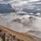 Im Wolkenmeer Richtung Langkofel