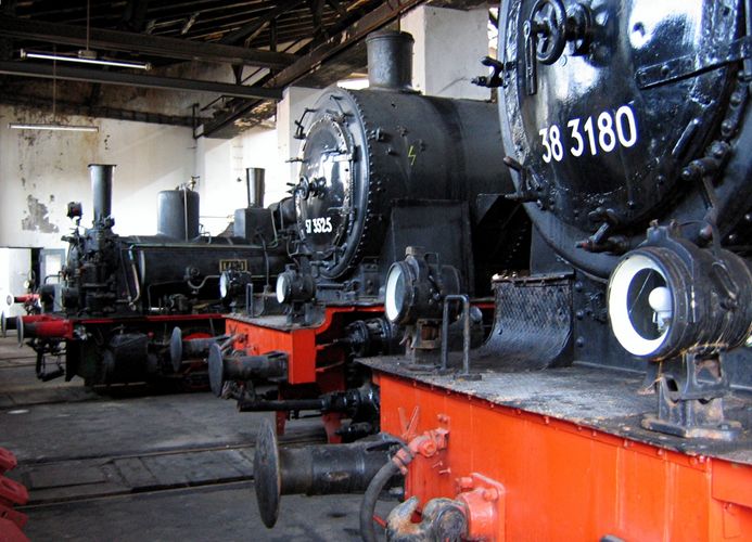 Impressionen aus dem Lokschuppen im Bay. Eisenbahnmuseum