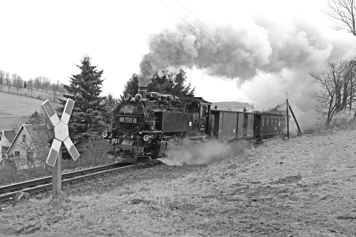 Impressionen von der Fichtelbergbahn in schwarz-weiß 3