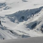 impressive glacier makes the mountaineers look tiny