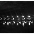 In a dark night the Donau bridge of Regensburg 