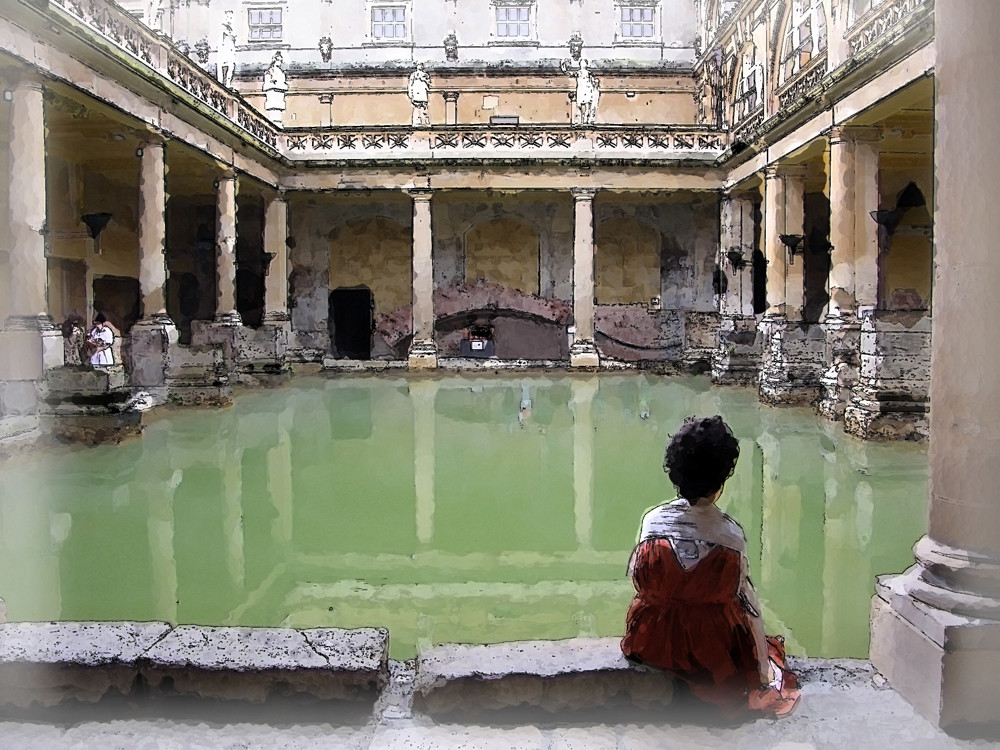 In den römischen Thermen von Bath - pittoreske Variante