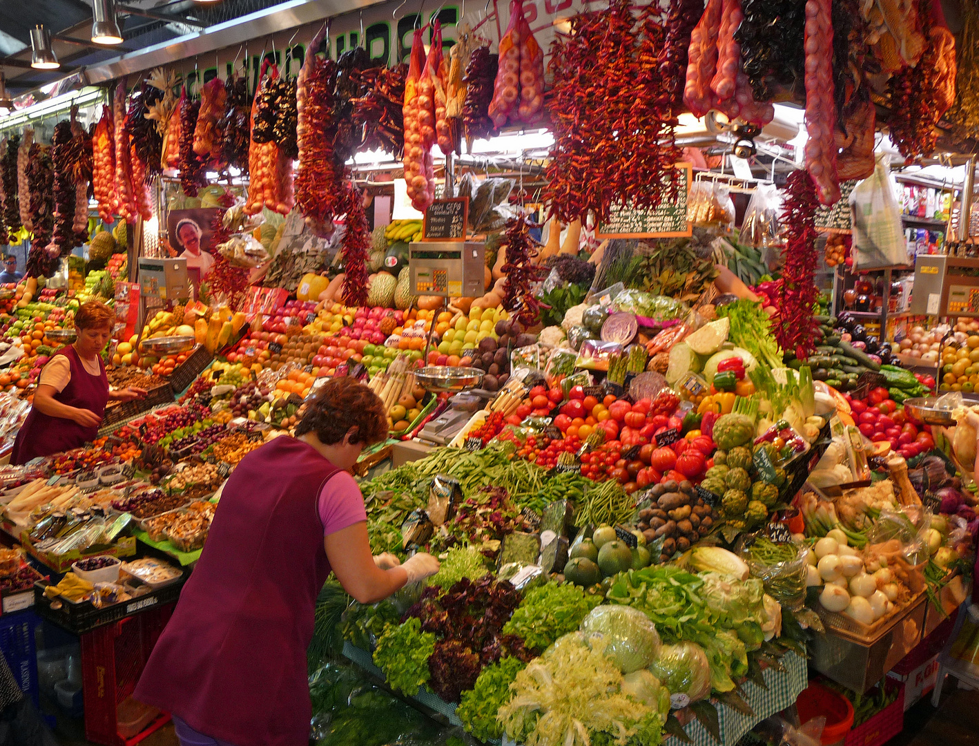 In der Markthalle Mercat de la Boqueria an der Rambla