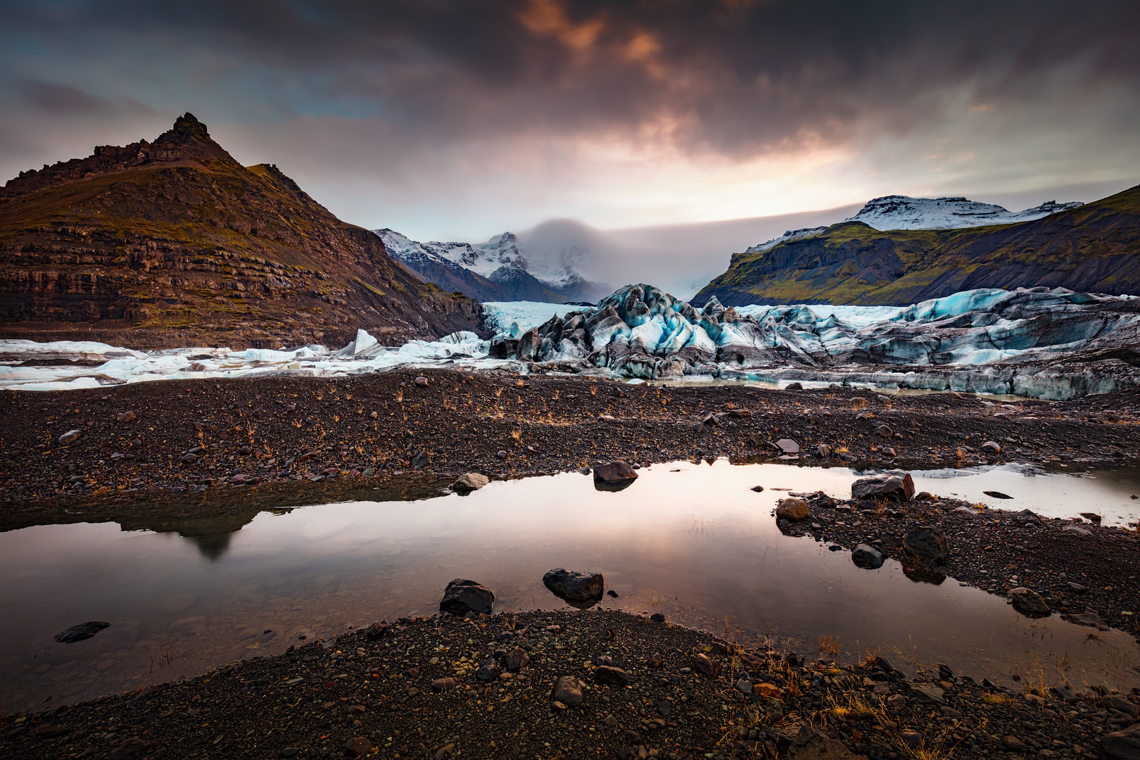 [in front of glacier...]