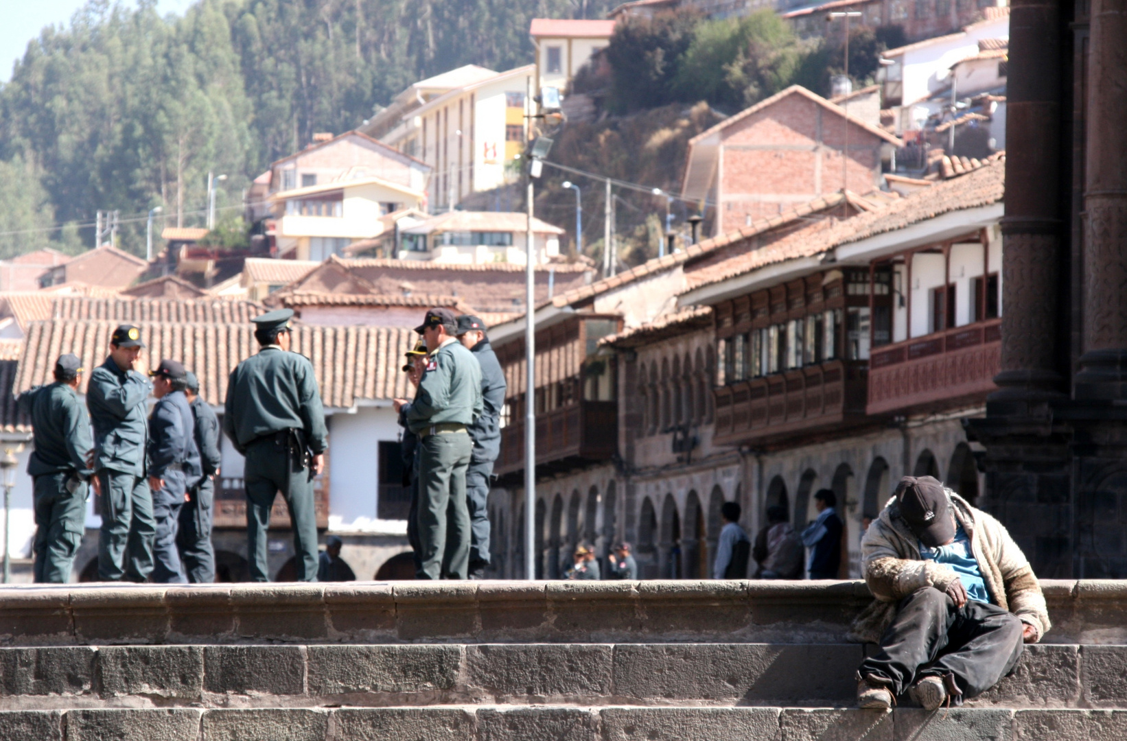 in front of the cathedral of Cuzco