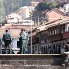 in front of the cathedral of Cuzco